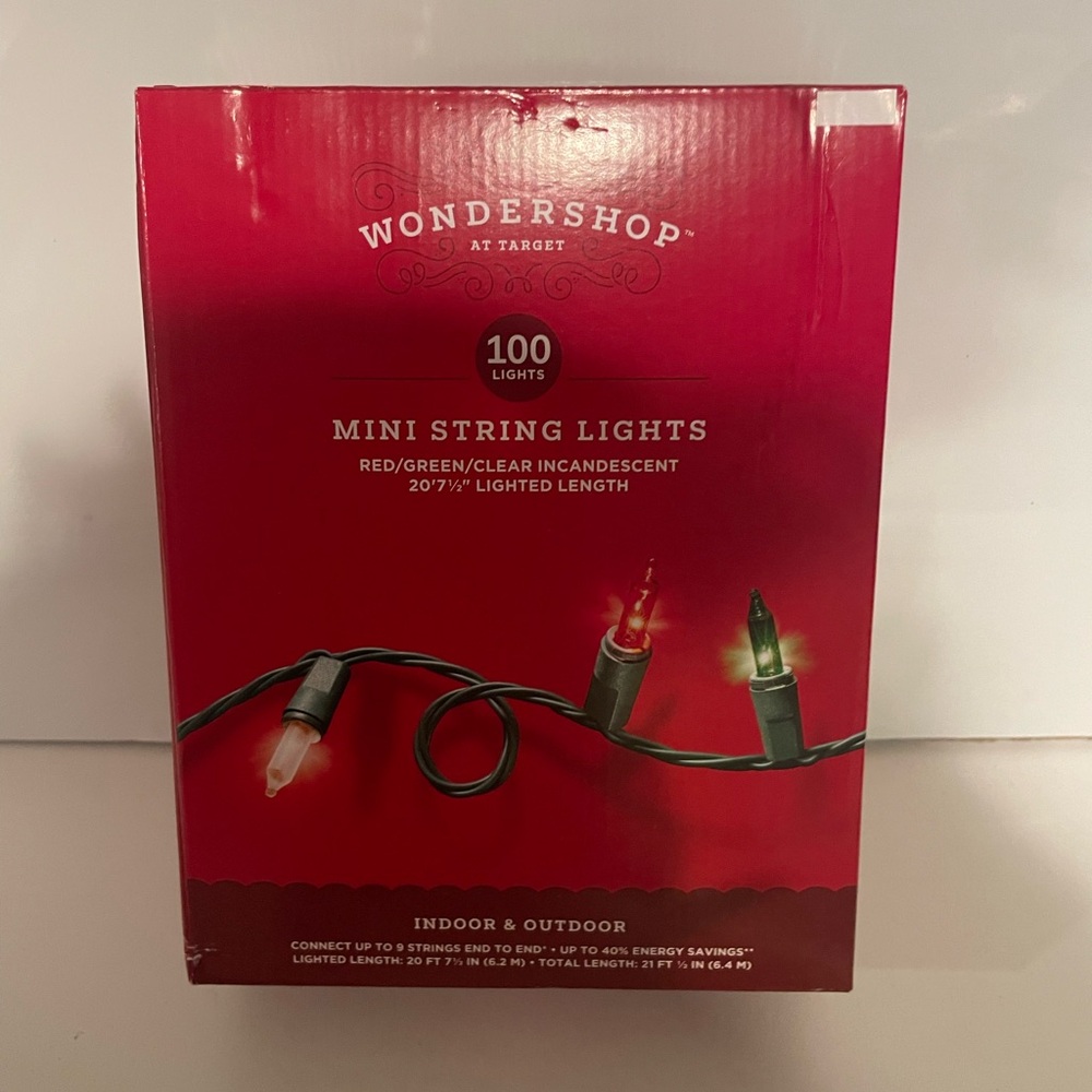 Wondershop 100 Red Green Clear Mini String Lights Indoor Outdoor 20.7 Ft New